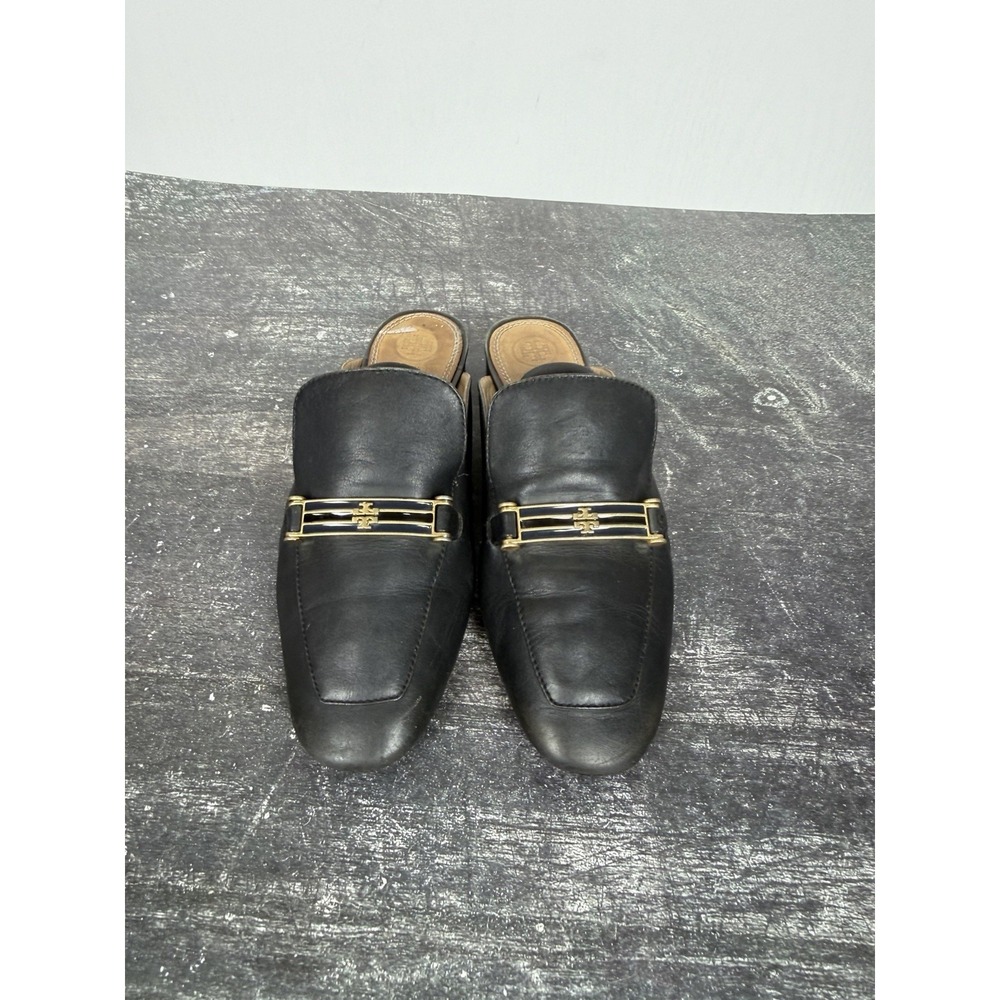 Tory Burch Amelia Backless Loafer Mule Flat Black Leather Size 7.5 M - Picture 4 of 11